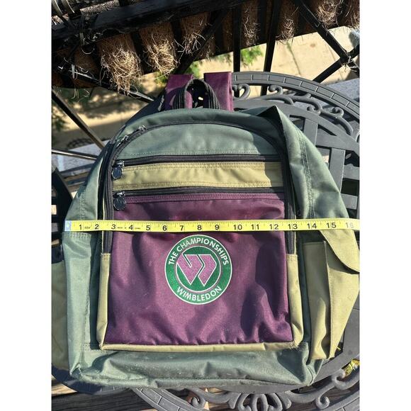 Vintage Wimbledon Tennis Backpack Green Purple Logo 90s Retro Tournament Bag - Picture 5 of 10